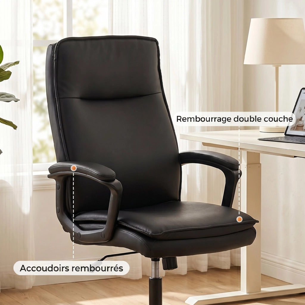 Sedia da ufficio ergonomica in similpelle reclinabile ¨C zephmum ¨C nero