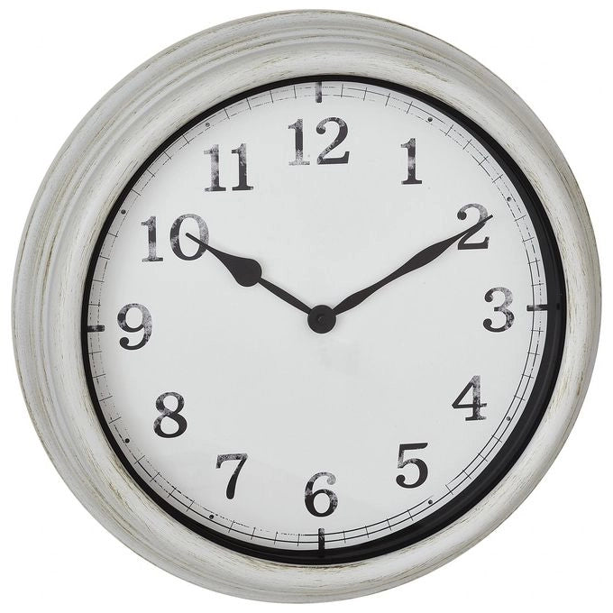 TFA 60.3067.02 Orologio Analogico Outdoor al Quarzo 38 cm Display Grande Protetto dagli Spruzzi d'Acqua in Metallo e Vetro colore Bianco