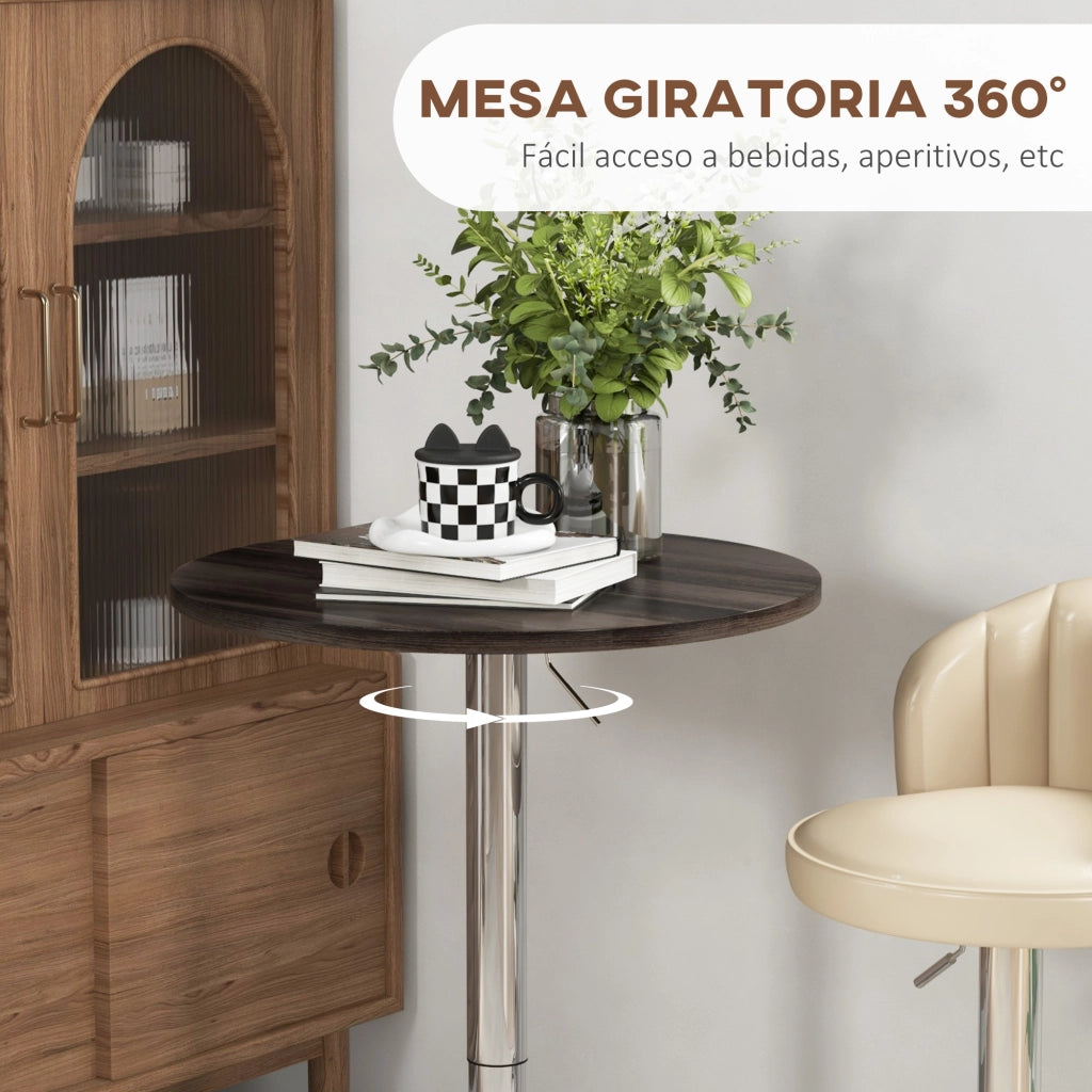 Tavolo da pranzo rotondo allungabile per 2 persone ¨C zephmum ¨C legno noce 60x60x91 cm