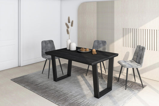 Tavolo da Pranzo, 140x90x74 cm, Per 6 persone, Tavolo Cucina, Nero