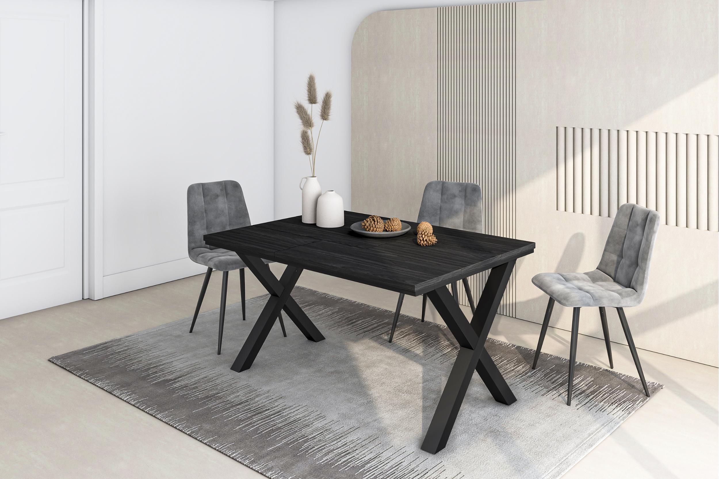 Tavolo da Pranzo, 140x90x74 cm, Per 6 persone, Tavolo Cucina, Nero