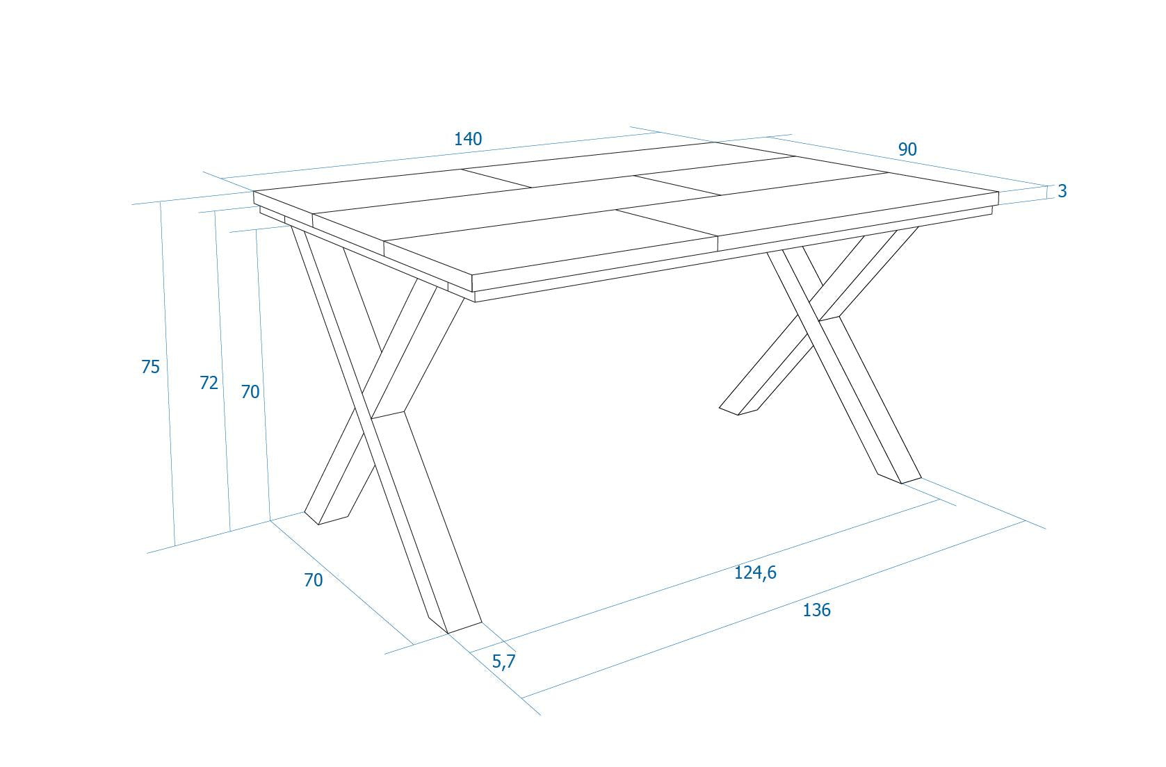 Tavolo da Pranzo, 140x90x74 cm, Per 6 persone, Tavolo Cucina, Nero