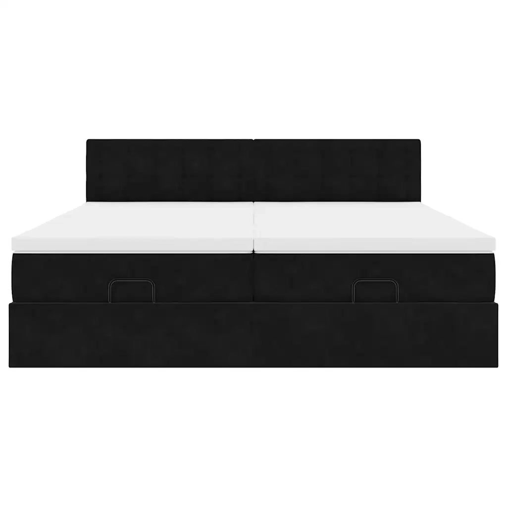 vidaXL Struttura Letto Pouf con Materassi Nero 180x200 cm in Velluto