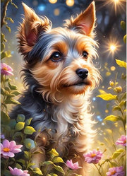Decorazione con diamanti per adulti - Animali 5D cane - Kit di pittura con diamanti da assemblare - Decorazione fiorale - 30 x 40 cm Decorazione con diamanti