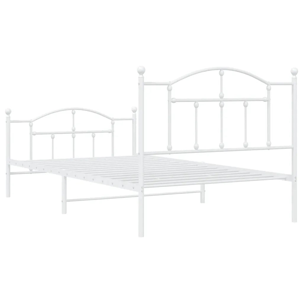 Giroletto con Testiera e Pediera-Struttura Letto Metallo Bianco 100x200 cm 798699