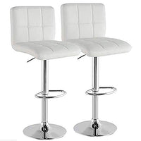 Set 2 Sgabelli da Bar Cucina Seduta Schienale in Ecopelle Bianco con Poggiapiedi