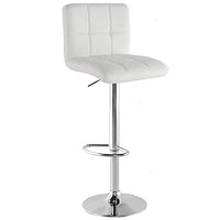 Set 2 Sgabelli da Bar Cucina Seduta Schienale in Ecopelle Bianco con Poggiapiedi