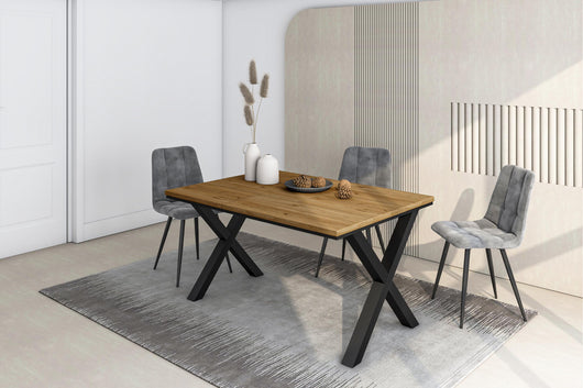 Tavolo da Pranzo, 140x90x74 cm, Per 6 persone, Tavolo Cucina, Rovere