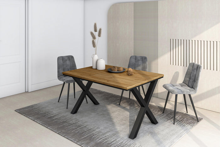 Tavolo da Pranzo, 140x90x74 cm, Per 6 persone, Tavolo Cucina, Rovere