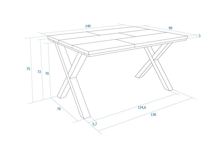 Tavolo da Pranzo, 140x90x74 cm, Per 6 persone, Tavolo Cucina, Rovere