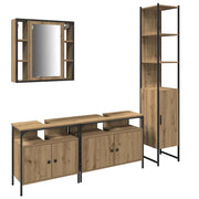 Set di mobili per il Bagno | Armadio da bagno con porta 4 pz Rovere artigianale