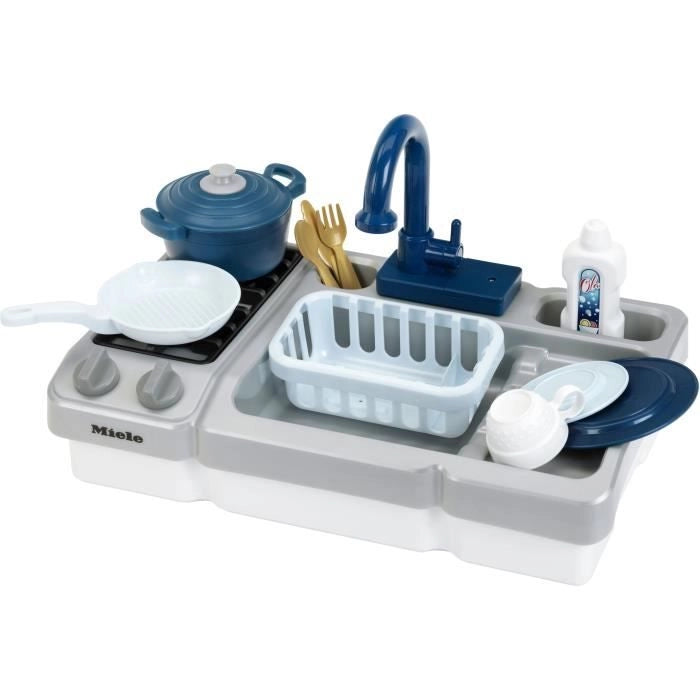 Giocattolo per lavello - KLEIN - Lavello da cucina Miele con rubinetto funzionale e accessori - Viene fornito con molti accessori.