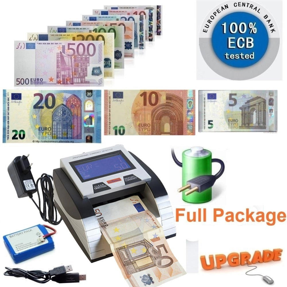 Trade Shop - Rilevatore Banconote False Verifica Conta Banconote A Batteria E Dc 9v Bce Teste -