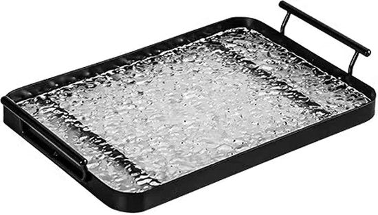 Piatto di Servizio Acrilico per Vino - Piatto da Caffè con Maniglie per la Cucina - Rectangolare Nero