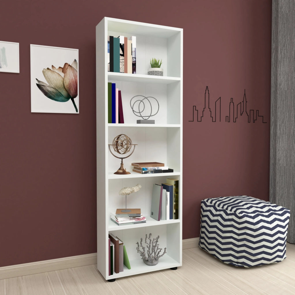Libreria 'Vara' Altezza: 172 cm Scaffale a Terra con 5 Scomparti Aperti - Bianco [en.casa]