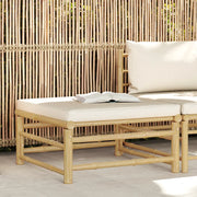 Poggiapiedi da Giardino con Cuscino Bianco Crema in Bambù 313147