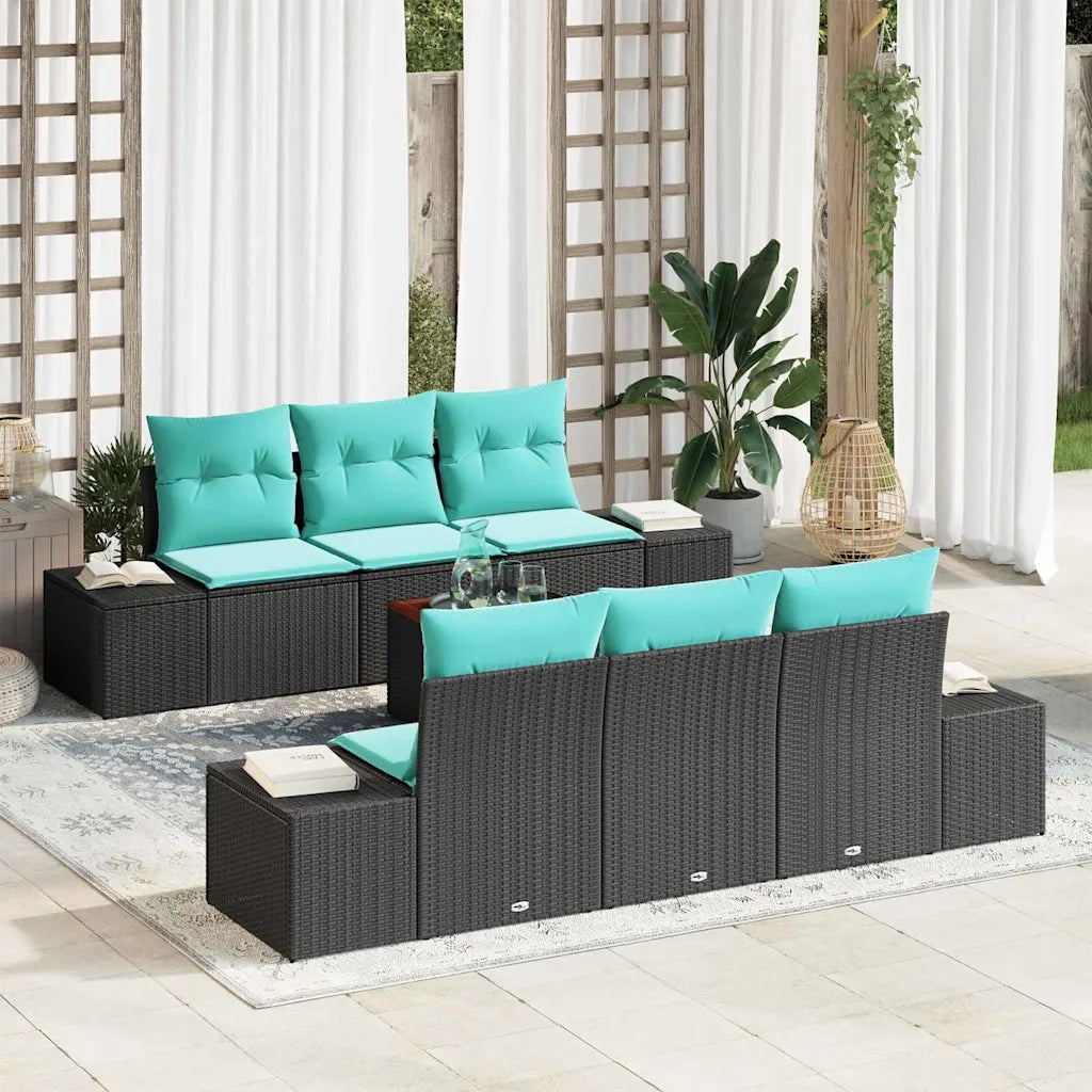 Set Divano da Giardino 7 pz Nero polyrattan 3347907