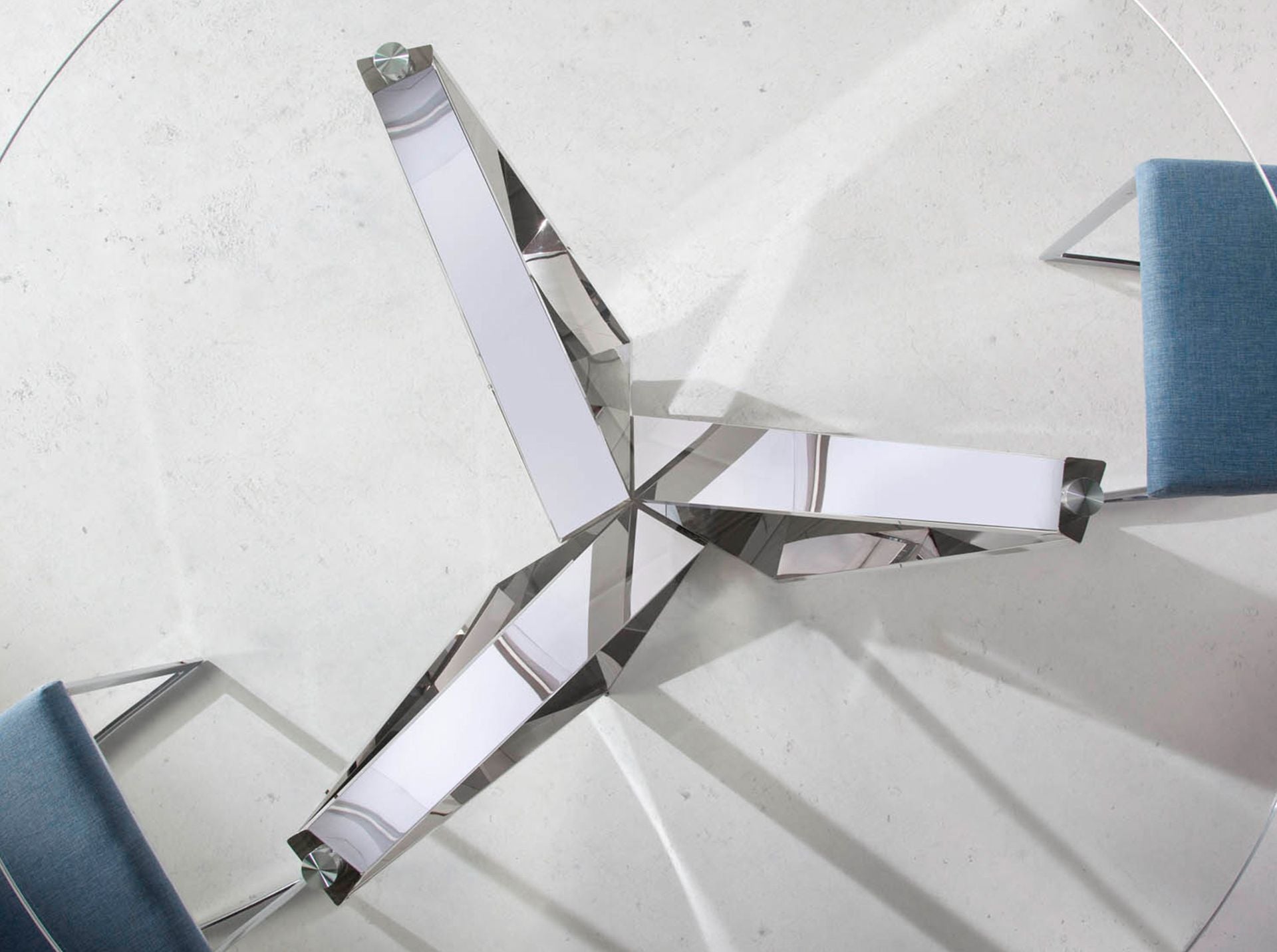 Tavolo da pranzo rotonda vetro temperato e acciaio cromato