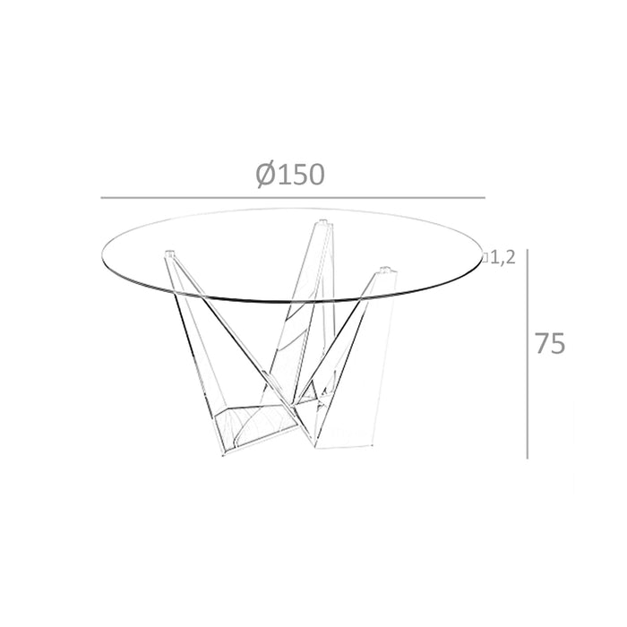 Tavolo da pranzo rotonda vetro temperato e acciaio cromato