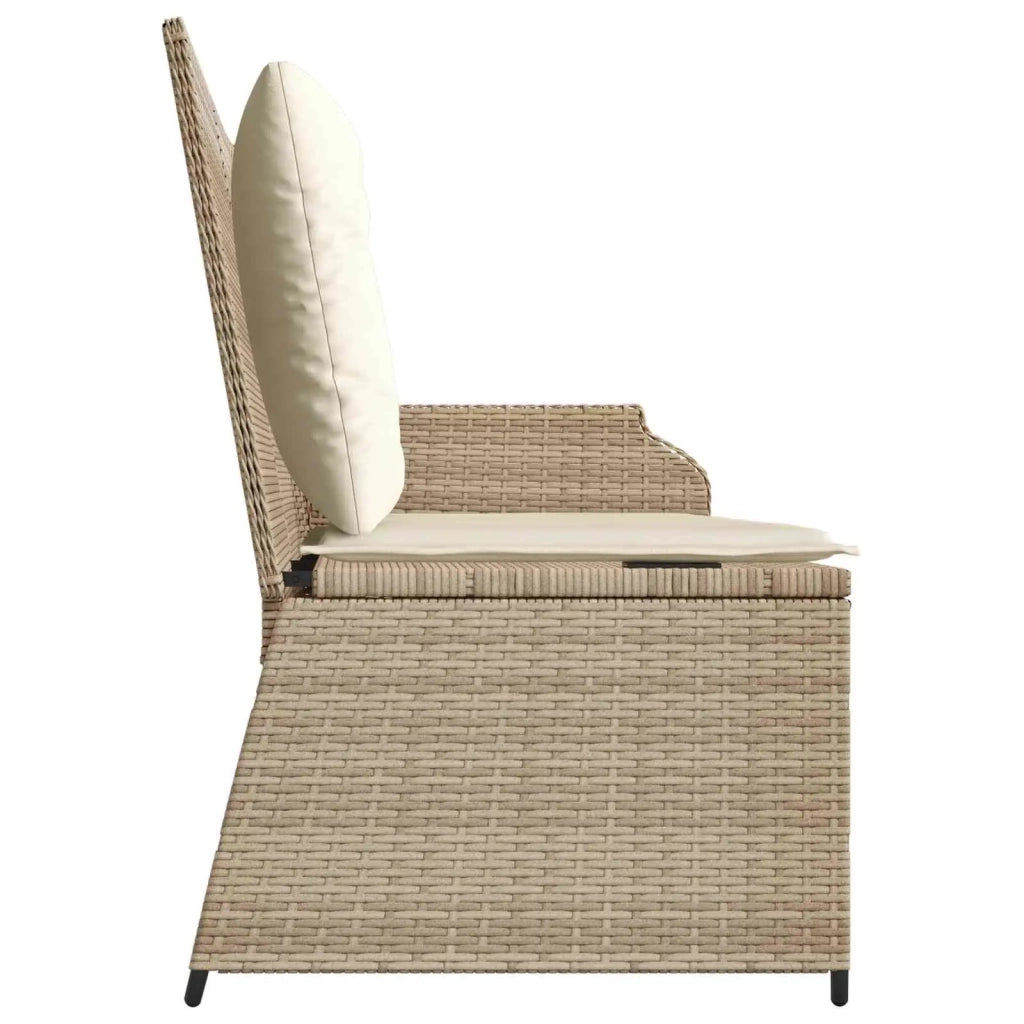 Panchina da Giardino | Panca da Giardino con cuscino Nero e Bianco Crema polyrattan