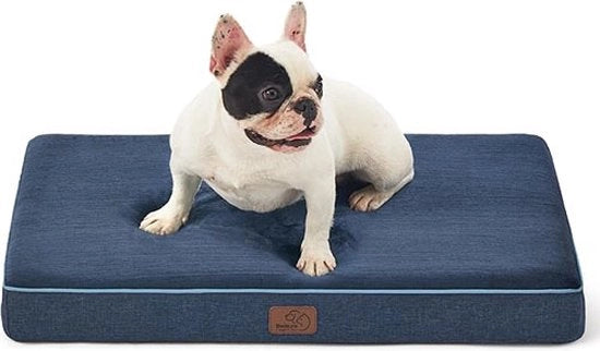 Cuscino per cani ortopedico per piccoli cani - 61 x 41 x 8 cm - Materasso lavabile con schiuma a doppia funzione, cuscino per cani confortevole - Blu marino