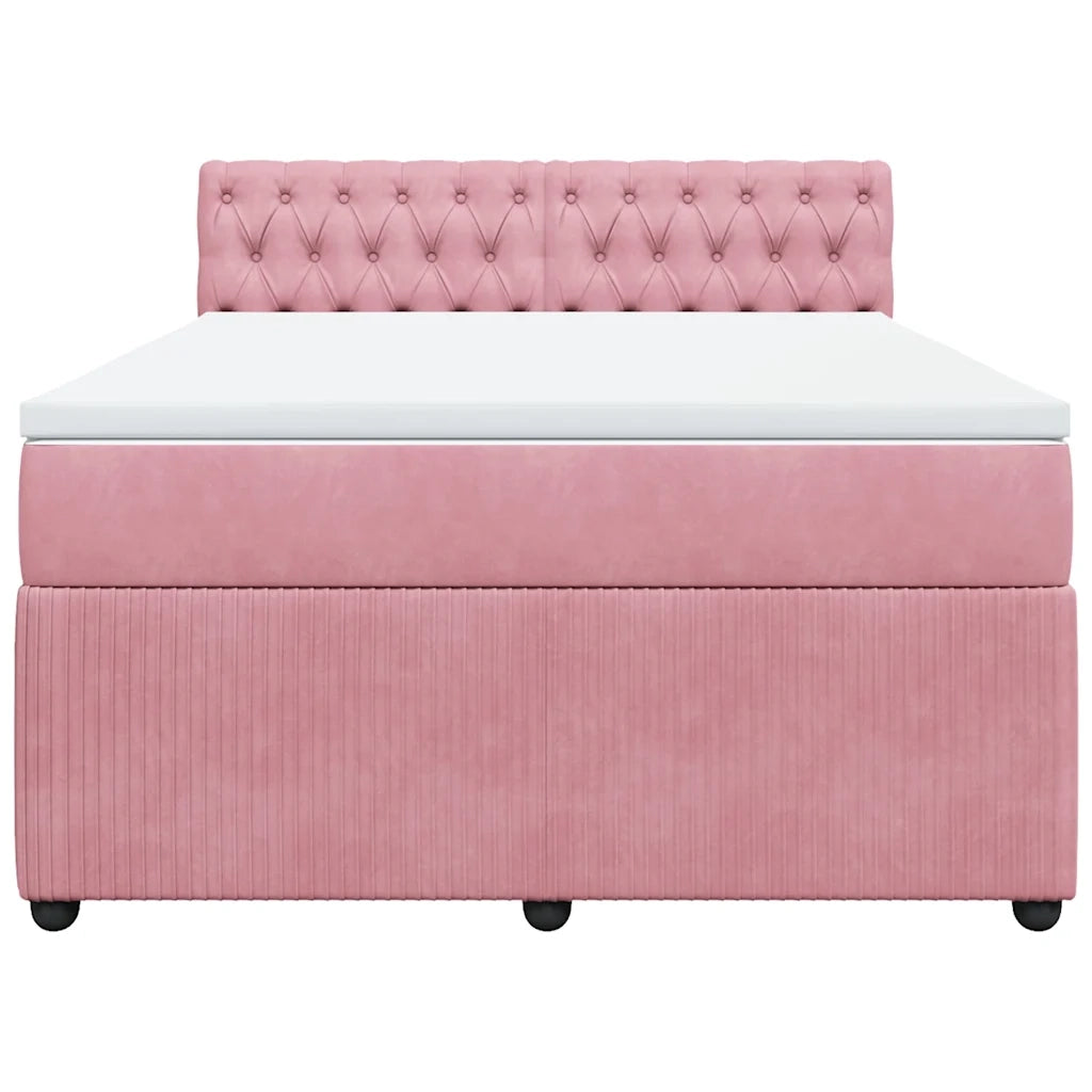 Giroletto a Molle con Materasso Rosa 160x200 cm in Velluto