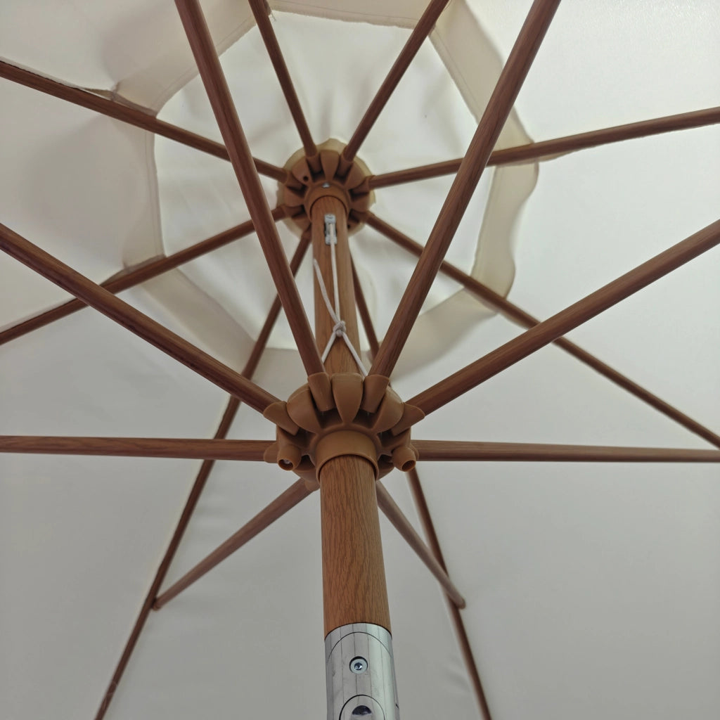 HAPUNAOmbrellone rotondo diritto diametro 3,30 m effetto legno e beige