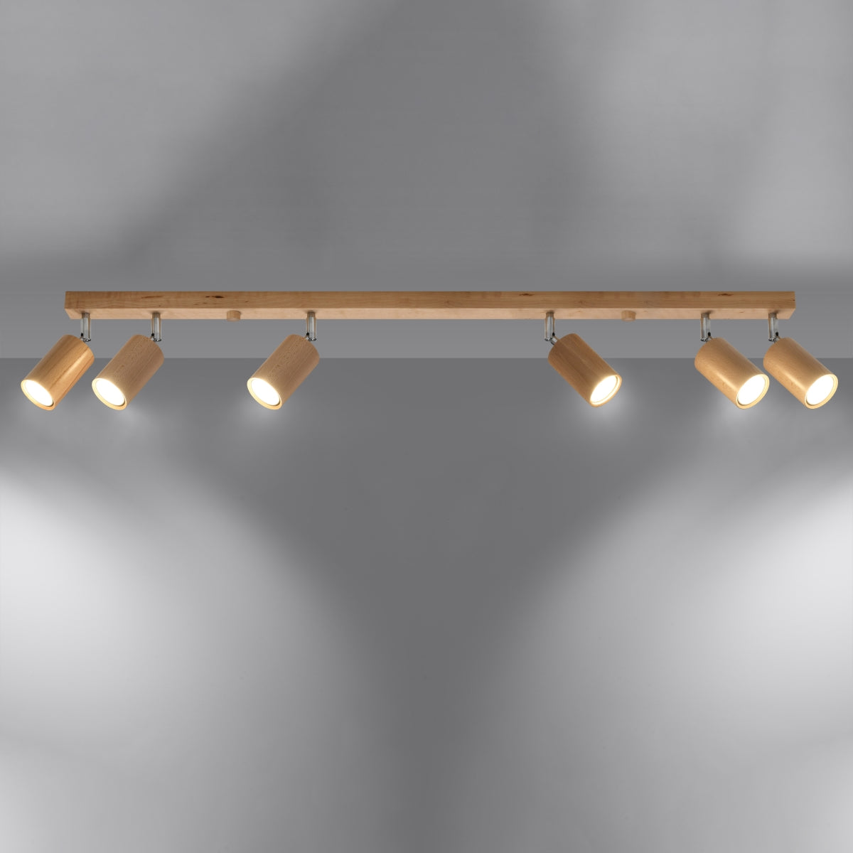 Lampada da soffitto BERG a 6 luci in legno naturale stile scandinavo GU10 LED
