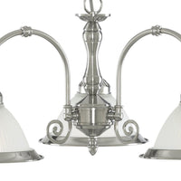 Lampadario Contemporaneo American Dinner Acciaio Argento Vetro 3 Luci E27