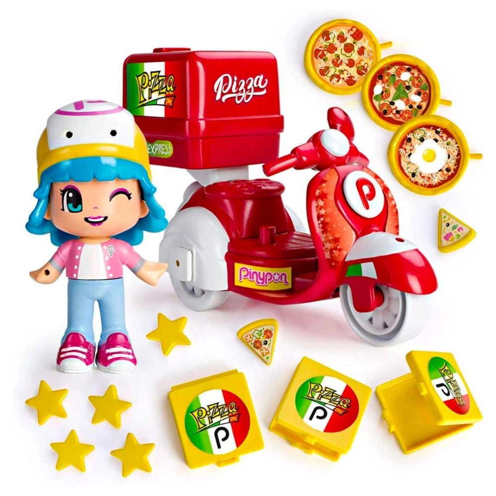 Trade Shop - Pinypon Raider Bambolina Motorino Consegna Pizze Accessori Gioco Per Bambine 4+ -