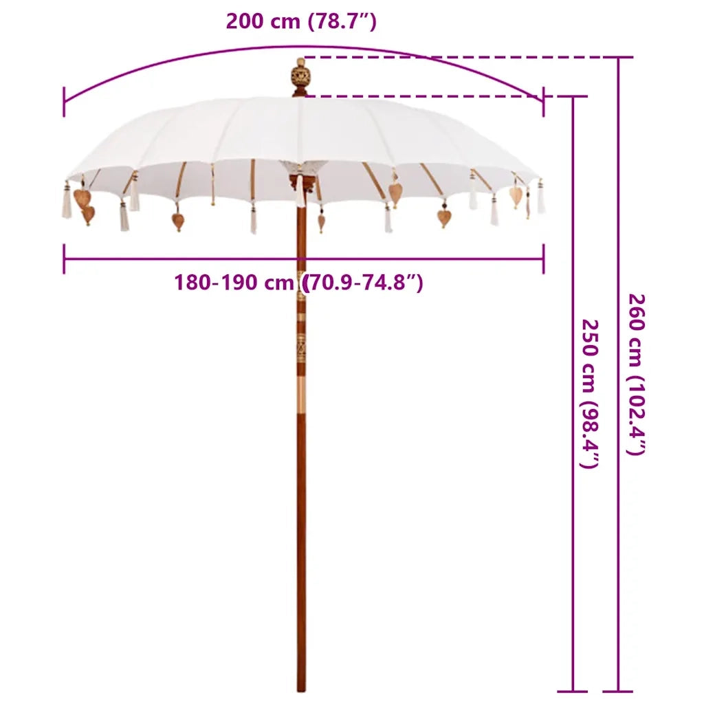 vidaXL Parasol Balinese Crema (180-190) x 260 cm