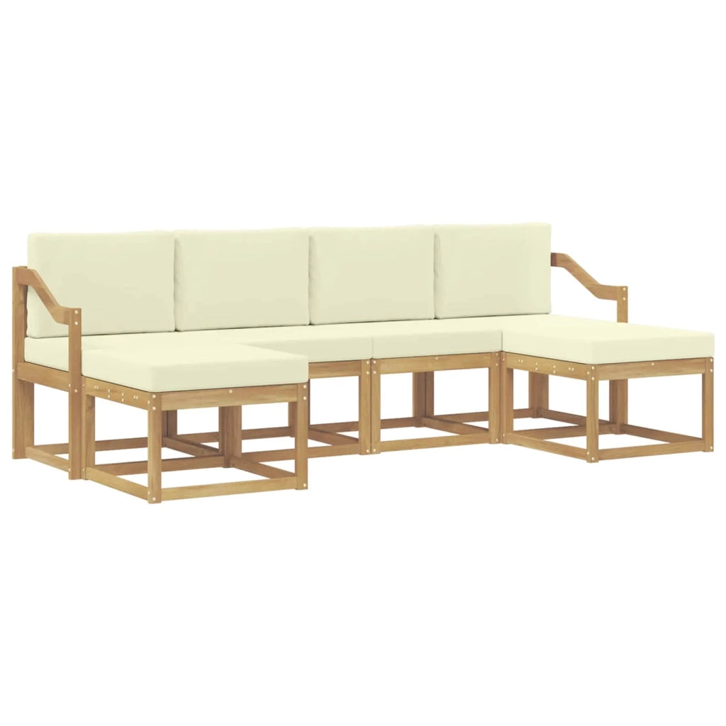 Set di divani da esterno 6 pz Bianco e Crema Poliestere 3388029