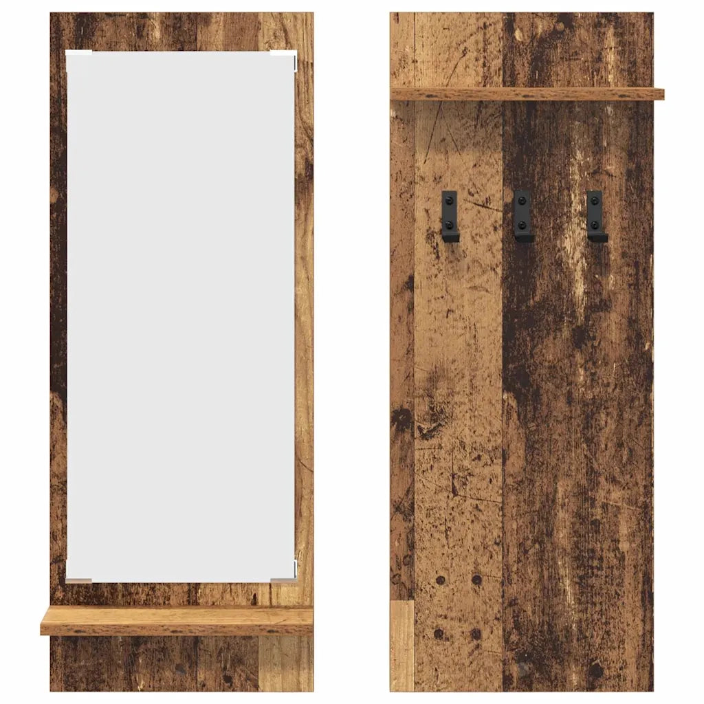 Appendiabiti a muro con specchio Legno vecchio 70 x 10 x 90 cm CFW7991613