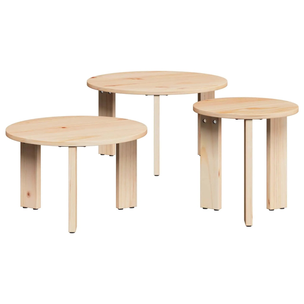 3 pz Tavolino da salotto | Tavolino da caff¨¨ | Tavolino da Soggiorno Naturale Legno di pino massello