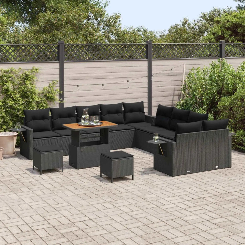Set Divano da Giardino con cuscino 13 pcs Nero polyrattan 3363754