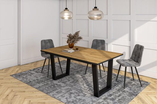 Tavolo da Pranzo, 167x90x74 cm, Per 8 persone, Tavolo Cucina, Rovere e nero