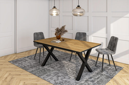 Tavolo da Pranzo, 167x90x74 cm, Per 8 persone, Tavolo Cucina, Rovere e nero