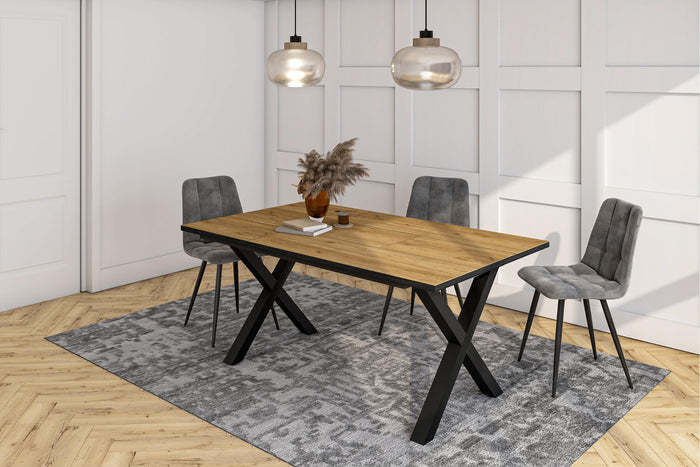 Tavolo da Pranzo, 167x90x74 cm, Per 8 persone, Tavolo Cucina, Rovere e nero