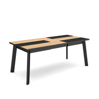 Tavolo da Pranzo, 194x90x74cm, Per 10 persone, Gambe in legno, colore Rovere e nero RF2911