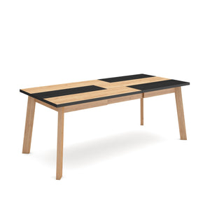 Tavolo da Pranzo, 194x90x74cm, Per 10 persone, Gambe in legno, colore Rovere e nero RF2910