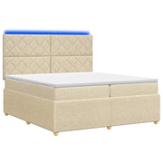 Letto Box Spring LED con Materasso Crema 200 x 200 cm Tessuto 3455949
