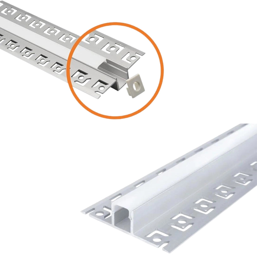 Profilo in alluminio per striscia led grigio lunghezza 2 metri