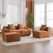 Divano Angolare Modulare con Poggiapiedi ¨C MINIMAL ¨C 3 Posti, Arancione, Memory Foam, 268x102x78 cm