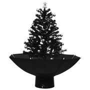 Albero di Natale | Decorazioni natalizie con Nevicata e Base ad Ombrello Nero 75 cm PVC