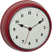 Orologio da parete retro - analogico - orologio perfetto per cucina e soggiorno - 1 pezzo - rosso - cornice metallica - Ø 24 cm