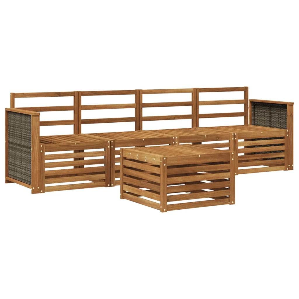 Set di divani da esterno 5 pz Naturale Legno di Acacia Massello 3383985