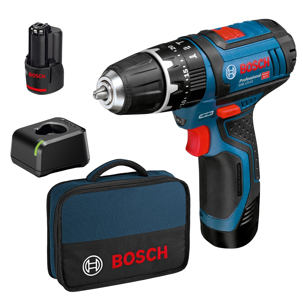 BOSCH-B TRAPANO 2 BATTERIE GSB 12V-15 -2Ah LI IN VALIGIA