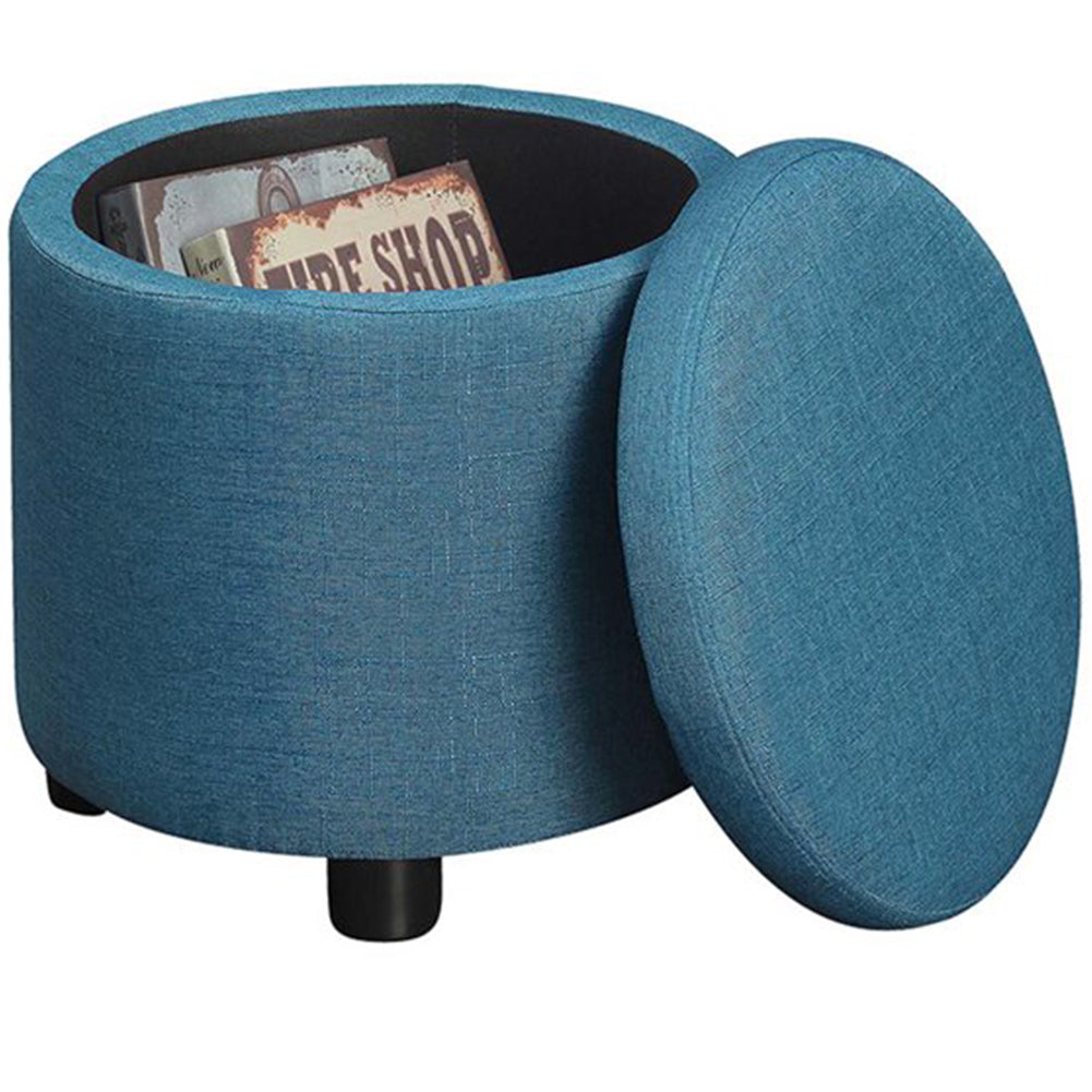 Pouf Contenitore Sgabello Poggiapiedi in Tessuto 40x40 H40cm Blu