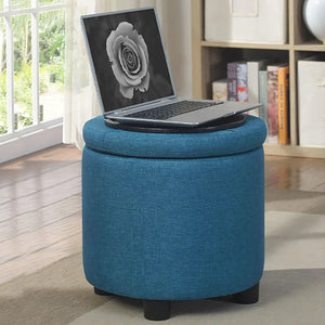 Pouf Contenitore Sgabello Poggiapiedi in Tessuto 40x40 H40cm Blu