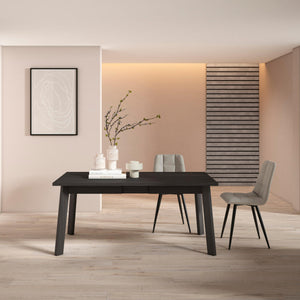 Tavolo da Pranzo, 168x90x74cm, Per 8 persone, Gambe in legno, Nero RF2897